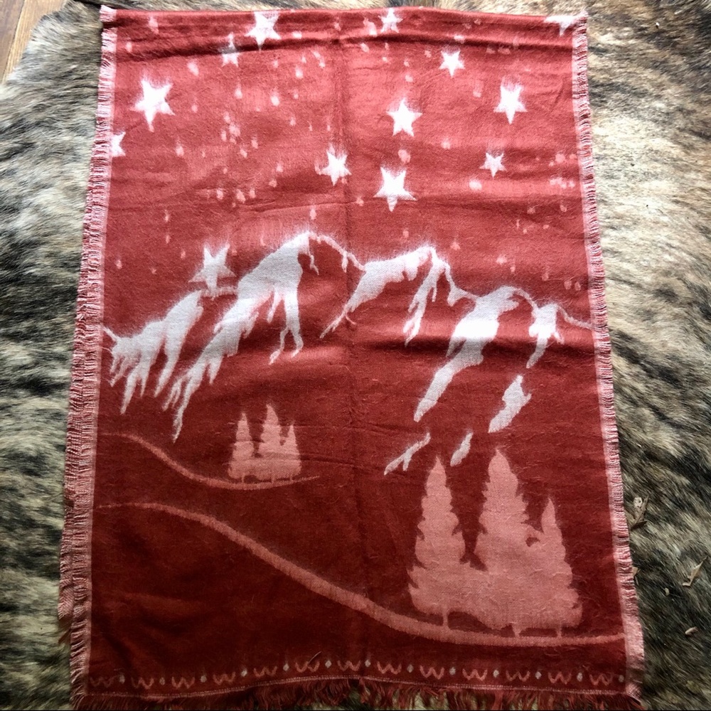 Madewell Rust Red and Cream Starry Mountain Scenic Throw Scarf